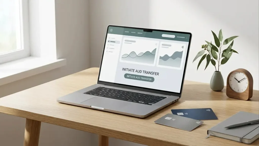 Illustration of Australian dollar banking and online payments